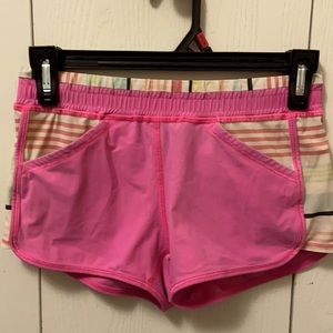 Ivivva Pink & Pastel Striped Exercise Shorts